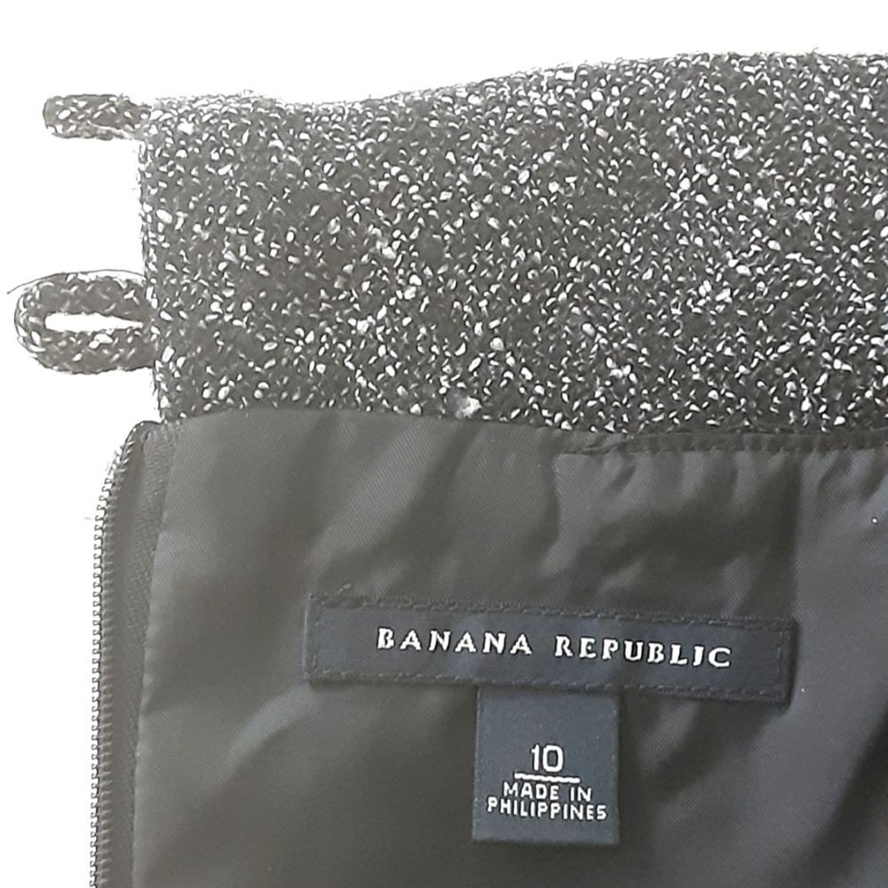 BANANA REPUBLIC Career Gray Tweed Belted Cuff Sleeve Pockets Dress Sz 10 - Picture 12 of 13